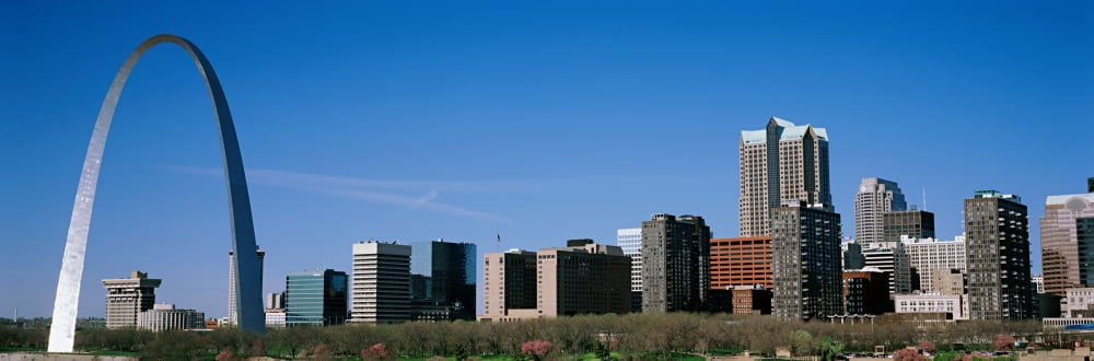 Downtown buildings and Gateway Arch St Louis Missouri USA Canvas Art - Panoramic Images (36 x 12)