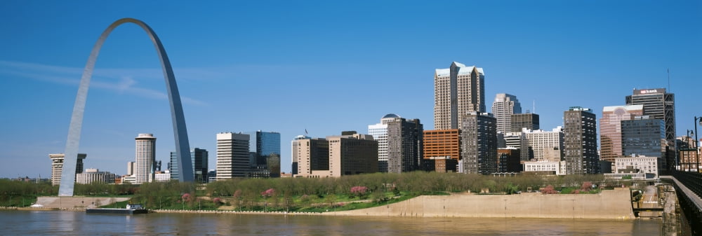 Downtown buildings and Gateway Arch St Louis Missouri USA Canvas Art - Panoramic Images (36 x 12)