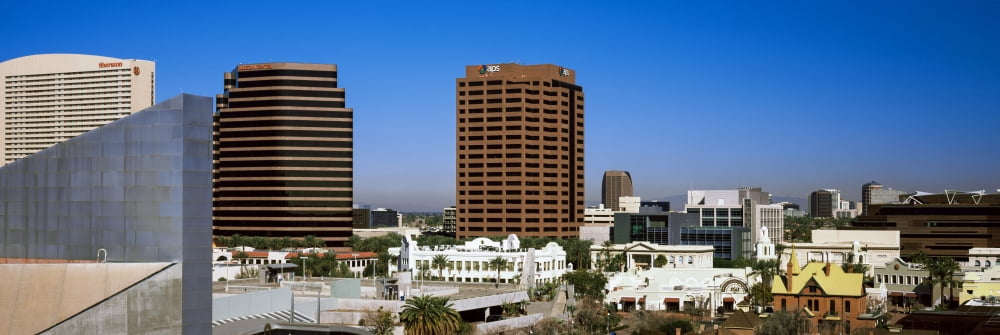 Downtown buildings of Phoenix Maricopa County Arizona USA Canvas Art - Panoramic Images (36 x 12)