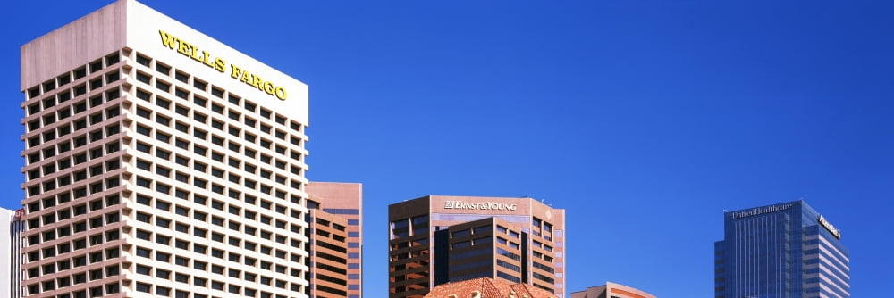 Downtown buildings of Phoenix Maricopa County Arizona USA Canvas Art - Panoramic Images (36 x 12)