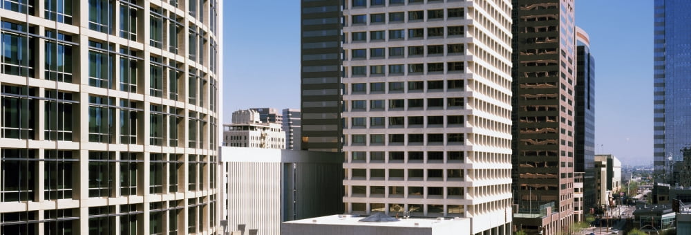 Downtown buildings of Phoenix Maricopa County Arizona USA Canvas Art - Panoramic Images (36 x 12)