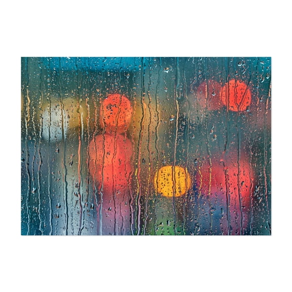 Downtown in the Rain 3 - Photography Abstract Moody Modern Art Nightlife Unframed Wall Art Print 4 x 6 inches