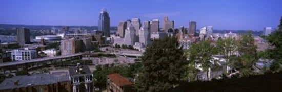 Downtown skyline Cincinnati Hamilton County Ohio USA Canvas Art - Panoramic Images (36 x 12)
