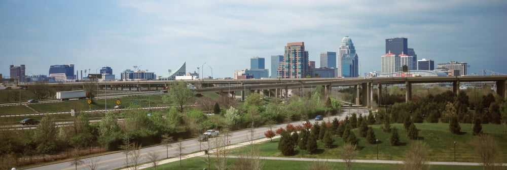 Downtown skyline Louisville Kentucky USA Canvas Art - Panoramic Images (27 x 9)