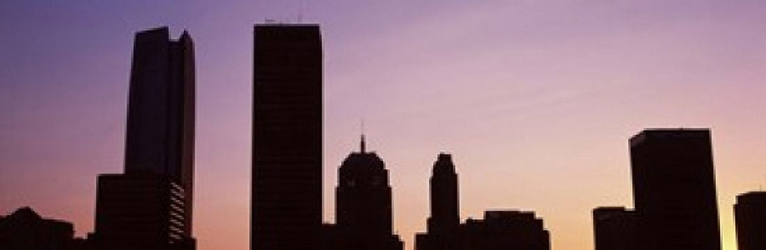 Downtown skyline at dusk Oklahoma City Oklahoma USA Canvas Art - Panoramic Images (18 x 6)
