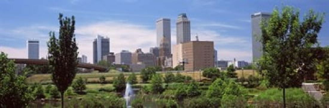 Downtown skyline from Centennial Park Tulsa Oklahoma USA Canvas Art - Panoramic Images (18 x 6)
