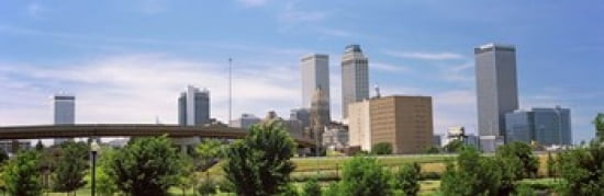 Downtown skyline from Centennial Park Tulsa Oklahoma USA Canvas Art - Panoramic Images (36 x 12)