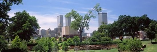 Downtown skyline from Centennial Park Tulsa Oklahoma USA Canvas Art - Panoramic Images (36 x 12)