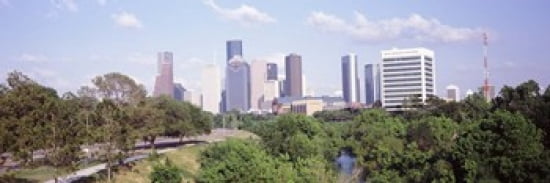 Downtown skylines Houston Texas USA Canvas Art - Panoramic Images (36 x 12)