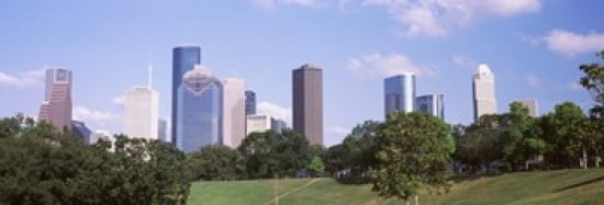 Downtown skylines Houston Texas USA Canvas Art - Panoramic Images (36 x 12)