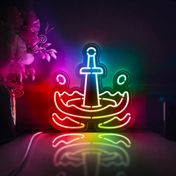 Downward Attack Sword Led Light Box, Dimmable Neon-Like Light Signs USB Power for Wall Decor Bedroom Decoration, Color Flow Effect (WxH) 16"x16"
