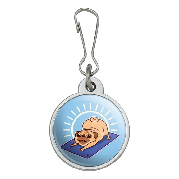 Downward Facing Dog Pug Doing Yoga Jacket Handbag Purse Luggage Backpack Zipper Pull Charm