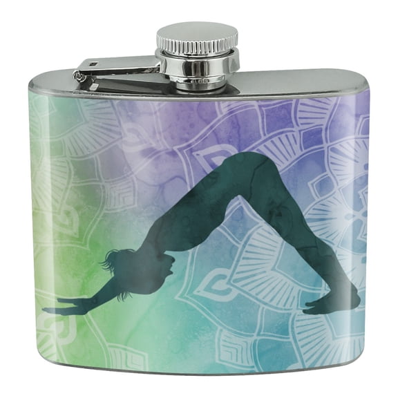 Downward-Facing Dog Yoga Pose Stainless Steel 5oz Hip Drink Kidney Flask