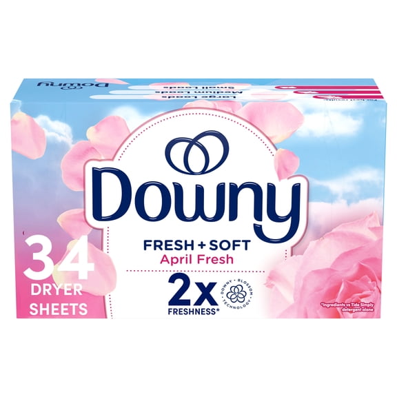 Downy Fabric Softener Dryer Sheets, April Fresh, 34 Count