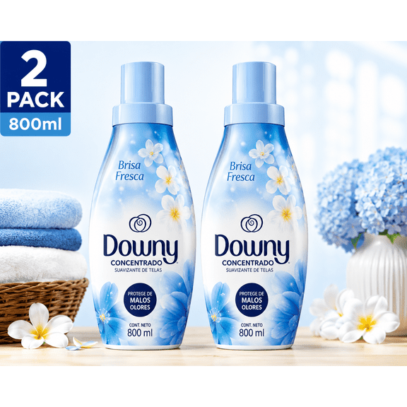 Downy Concentrado Fabric Softener, Protects from Bad Odors, Brisa Fresca Scent, 800 mL, 2 Pack