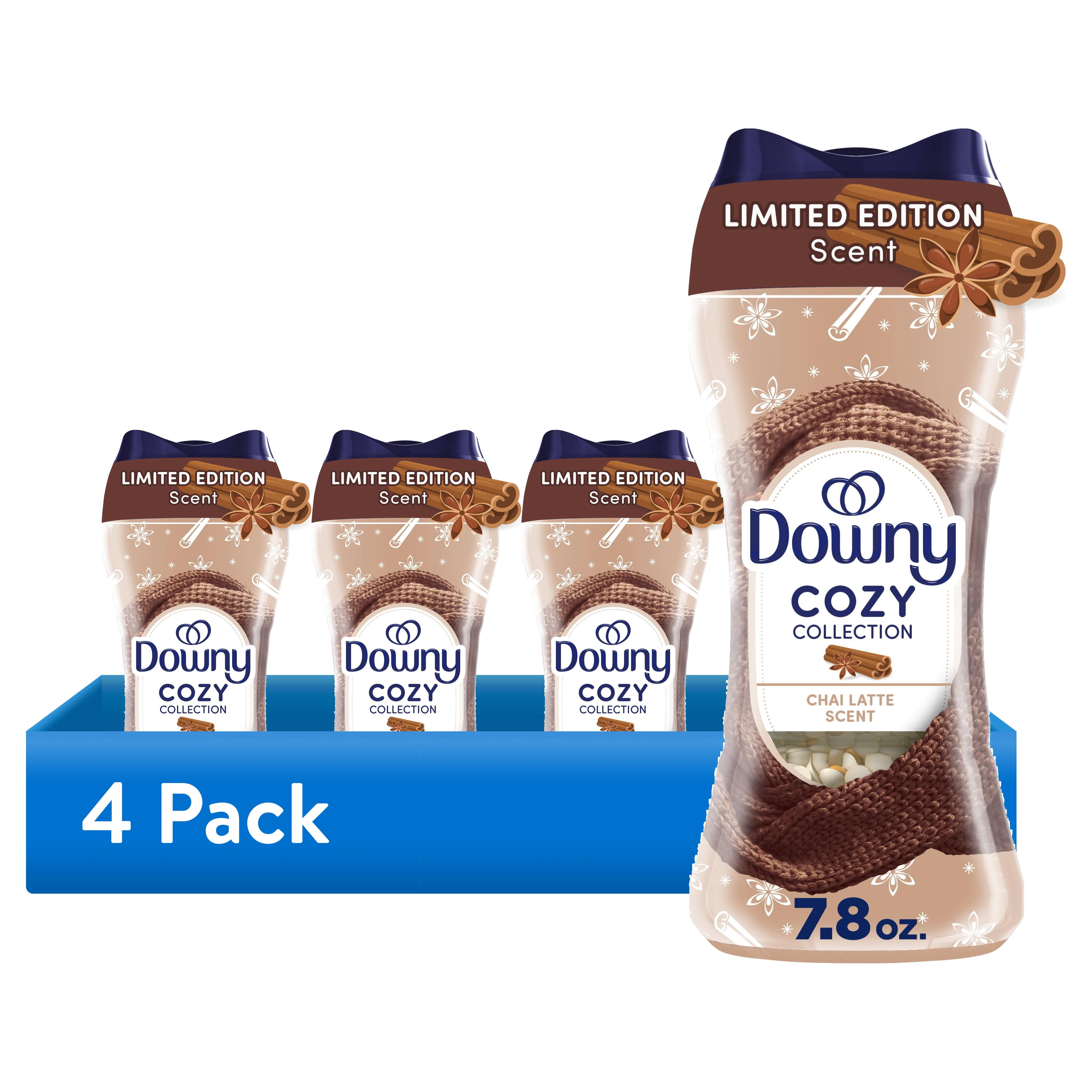 (4 pack) Downy Cozy Collection In-Wash Laundry Scent Booster Beads, Chai Latte Scent, 7.8 oz