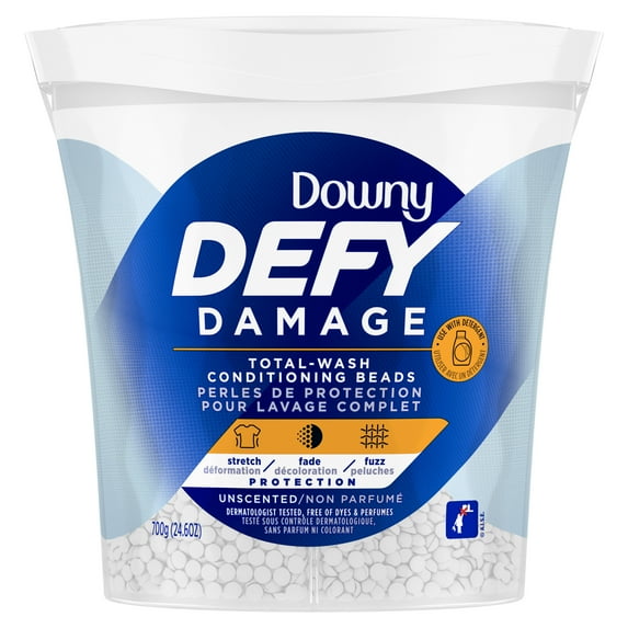 Downy Defy Damage Total-Wash Conditioning Beads, Unscented, 24.6 Ounce