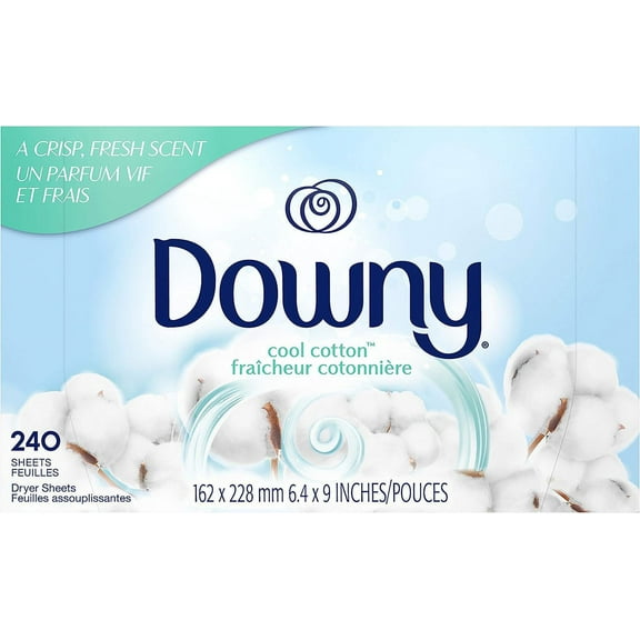 Downy Dryer Sheets Laundry Fabric Softener, Cool Cotton, 240 Count, Packaging may vary