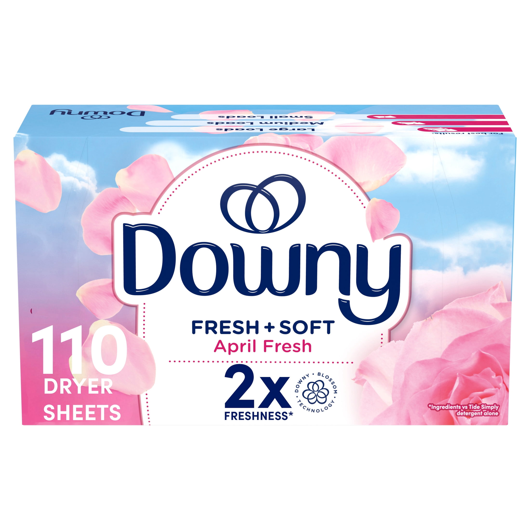 Downy Fabric Softener Dryer Sheets, April Fresh, 110 Count