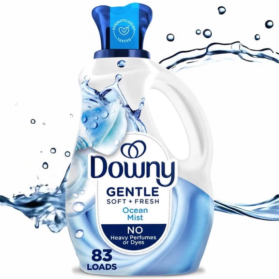 Downy Light Liquid Fabric Softener, Ocean Mist Scent, 56 fl oz, 83 Loads