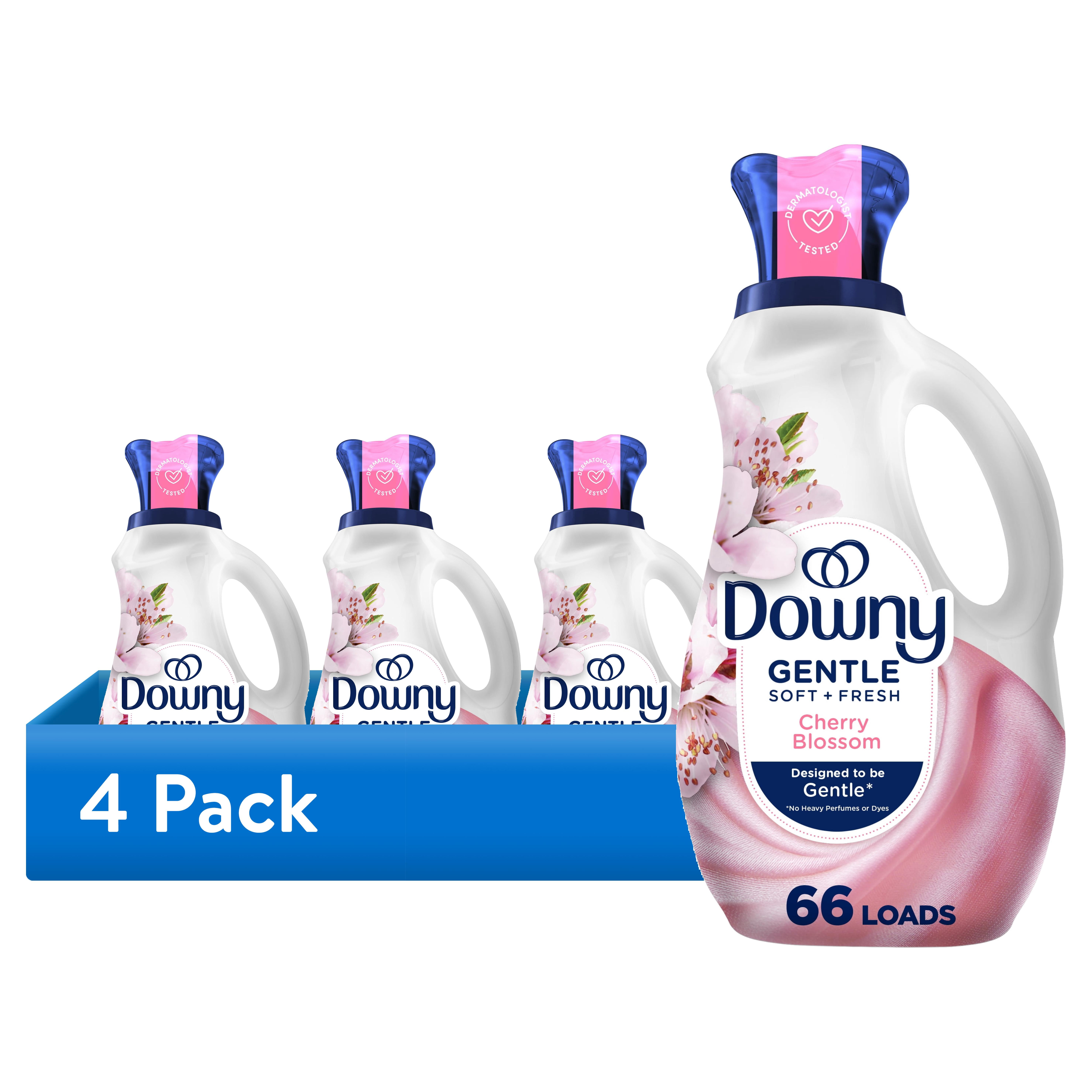 (4 pack) Downy Gentle Soft and Fresh Liquid Fabric Softener, Cherry Blossom Scent, 44 fl oz, 66 Loads