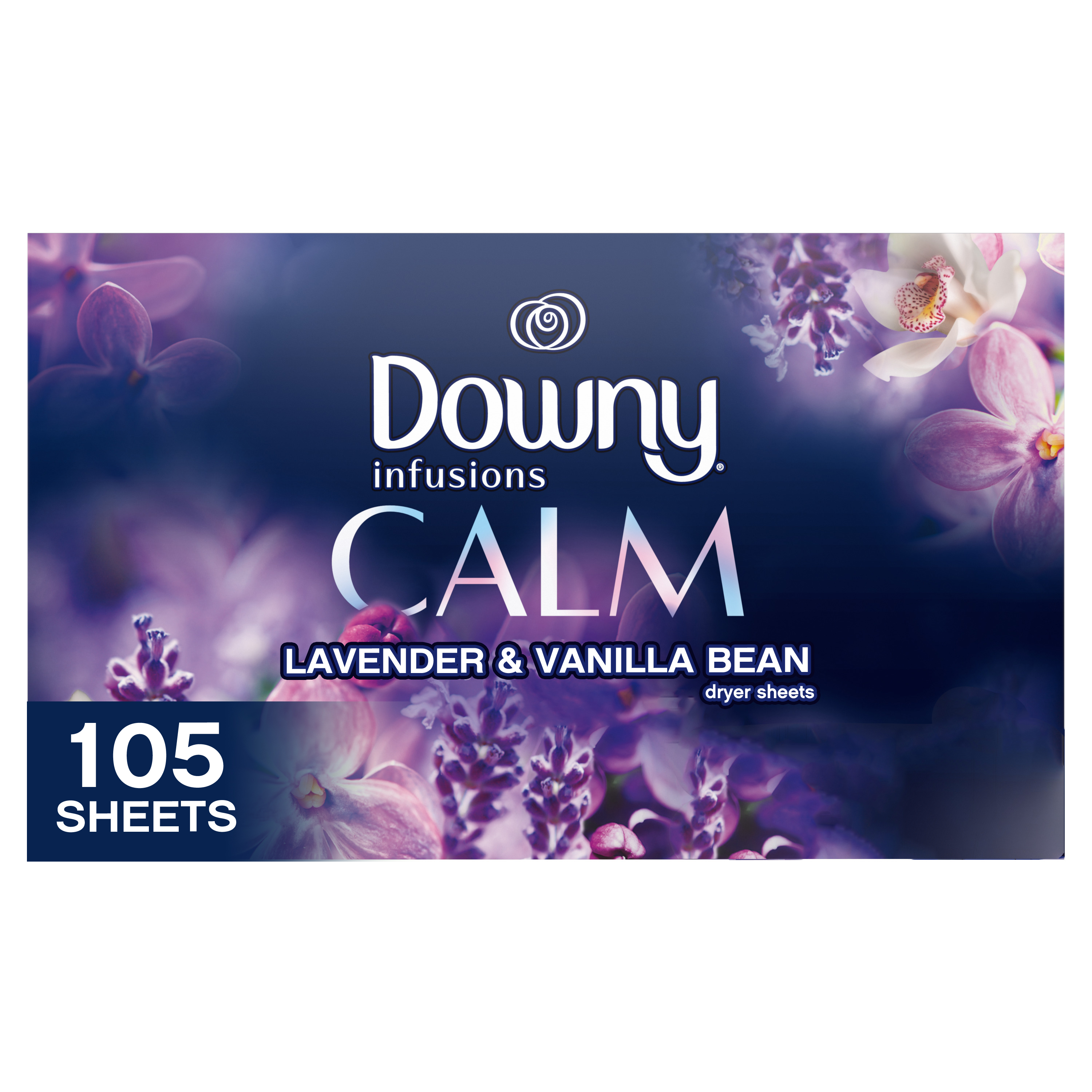 Downy Infusions Dryer Sheets, Calm, Lavender & Vanilla Bean, 105 ct - image 1 of 11