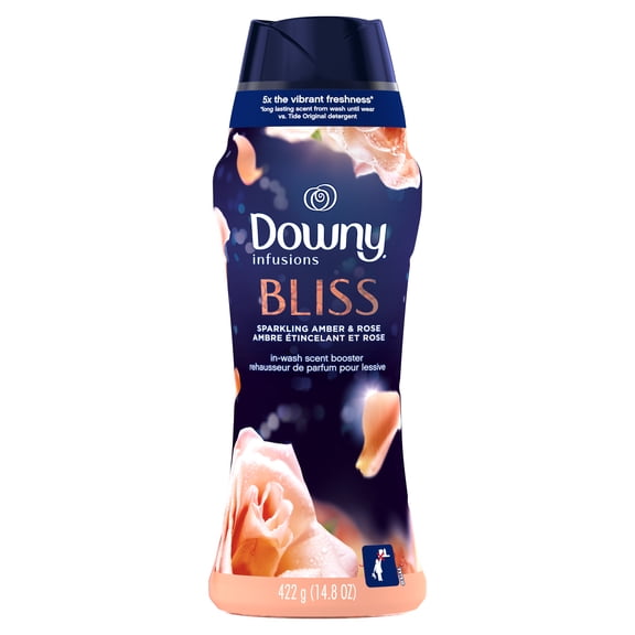 Downy Infusions In-Wash Scent Booster Beads, Bliss, Sparkling Amber & Rose, 14.8 oz