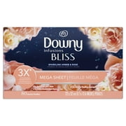 Downy Infusions Mega Dryer Sheets, BLISS, Amber and Rose, 80 Count