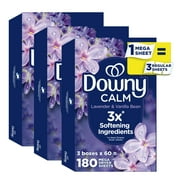 Downy Infusions Calm Mega Dryer Sheets - Lavender & Vanilla Bean Scent, 180 Count