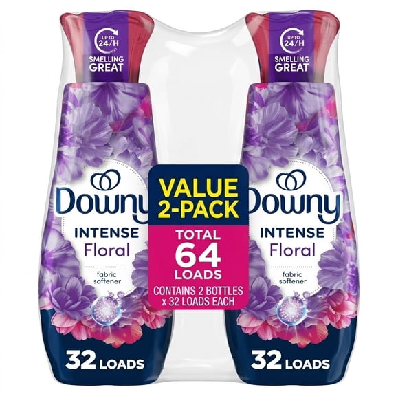 Downy Intense Liquid Fabric Softener and Conditioner, Floral Scent, 24 fl oz, 32 Loads (2 pack)