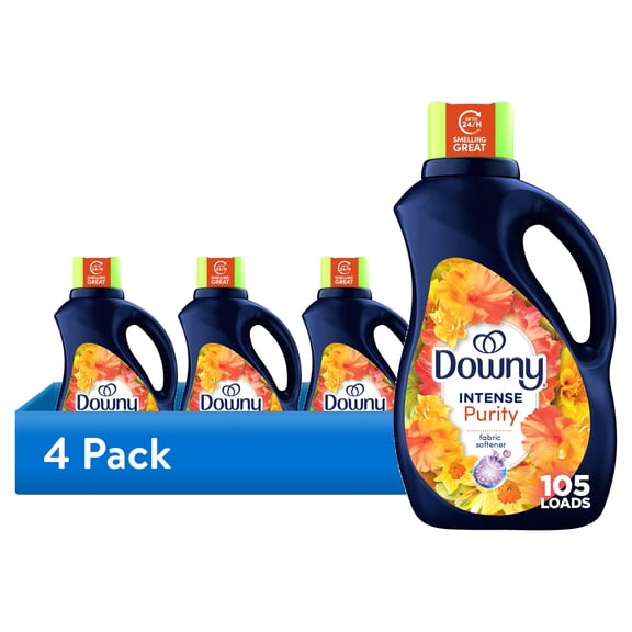 (4 pack) Downy Intense Liquid Fabric Softener and Conditioner, Purity Scent, 77 fl oz, 105 Loads