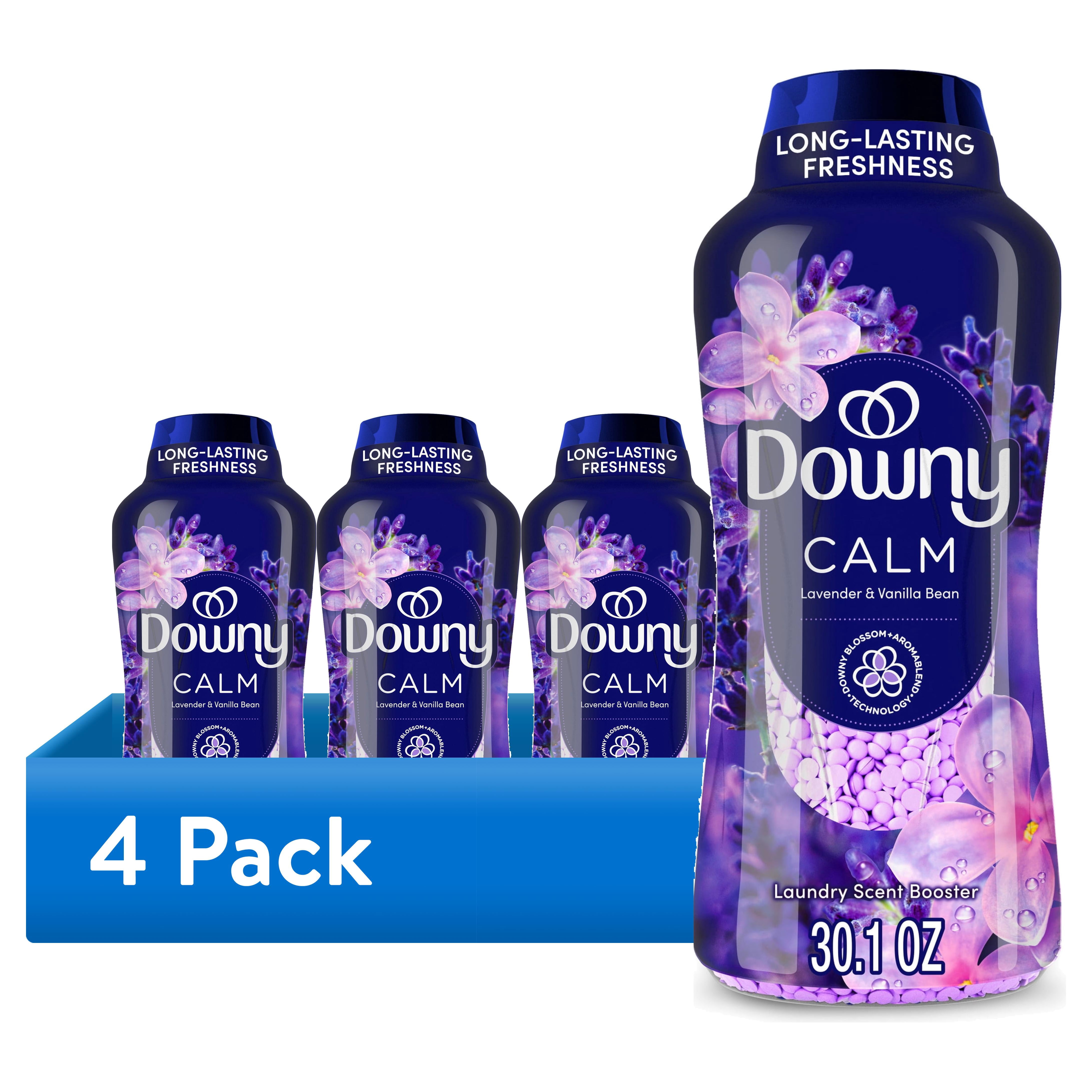 (4 pack) Downy Laundry Scent Beads, In-Wash Scent Booster, Infusions Calm Lavender and Vanilla Bean Scent, 30.1 oz