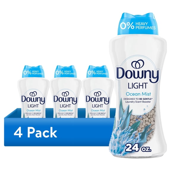 (4 pack) Downy Laundry Scent Beads, Light In-Wash Scent Booster, No Heavy Perfumes, Ocean Mist Scent, 24 oz