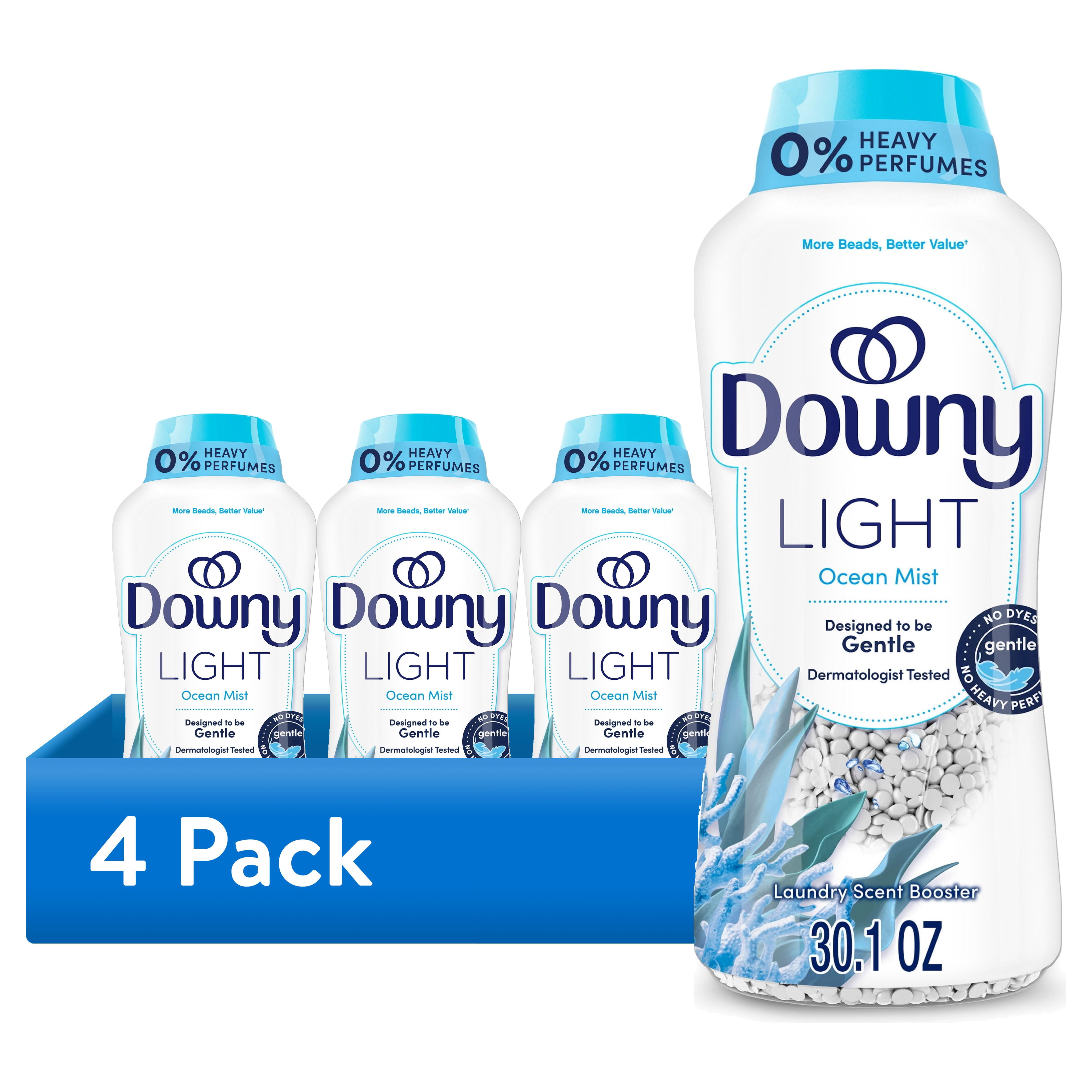(4 pack) Downy Laundry Scent Beads, Light In-Wash Scent Booster, No Heavy Perfumes, Ocean Mist Scent, 30.1 oz
