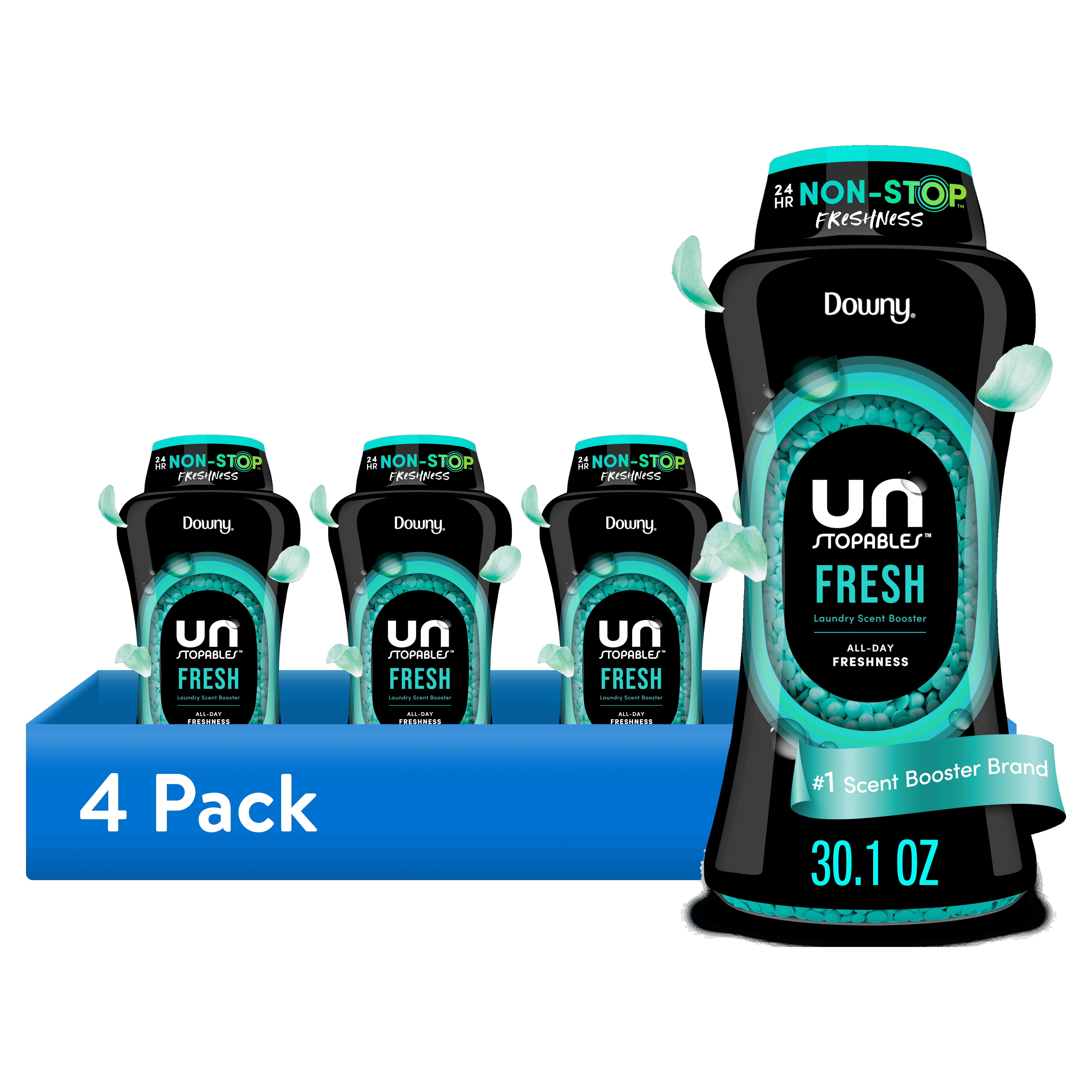 (4 pack) Downy Laundry Scent Beads, Unstopables In-Wash Scent Booster, Fresh Scent, 30.1 oz