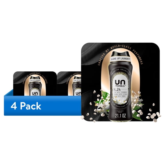 (4 pack) Downy Laundry Scent Beads, Unstopables Unlimited Collection, In-Wash Scent Booster, N.24 Scent, 21.1 oz