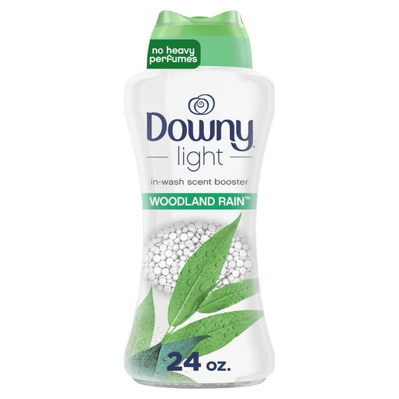 Downy Light Laundry Scent Booster Beads for Washer, Woodland Rain, 24 oz, with No Heavy Perfumes