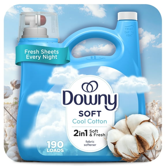 Downy Liquid Laundry Fabric Softener and Conditioner, Cool Cotton Scent, 140 fl oz, 190 Loads