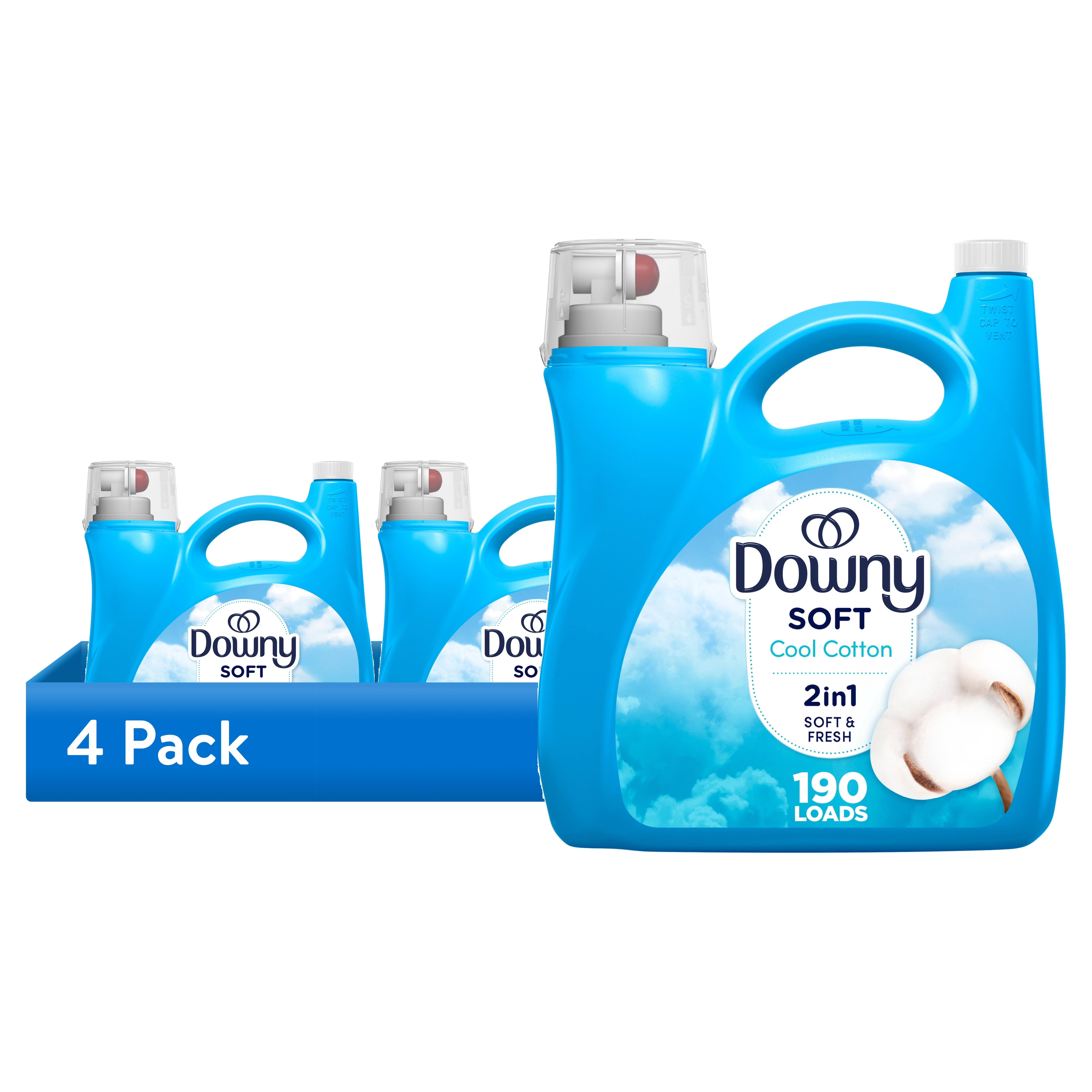 (4 pack) Downy Liquid Laundry Fabric Softener and Conditioner, Cool Cotton Scent, 140 fl oz, 190 Loads