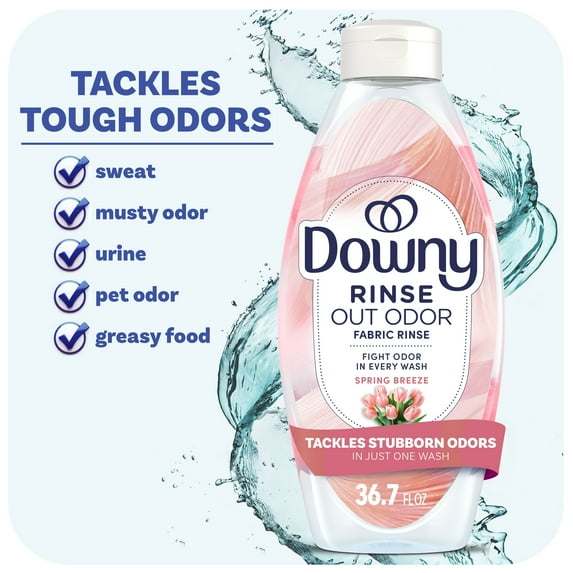Downy Rinse Out Odor Laundry Rinse, Tackles Tough Odors and Refreshes, Spring Breeze Scent, 36.7 fl oz