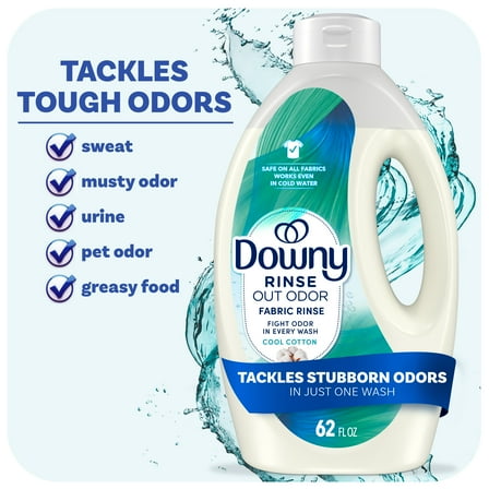 Downy Rinse Out Odor Laundry Rinse, Tackles Tough Odors and Refreshes, Cool Cotton Scent, 62 fl oz
