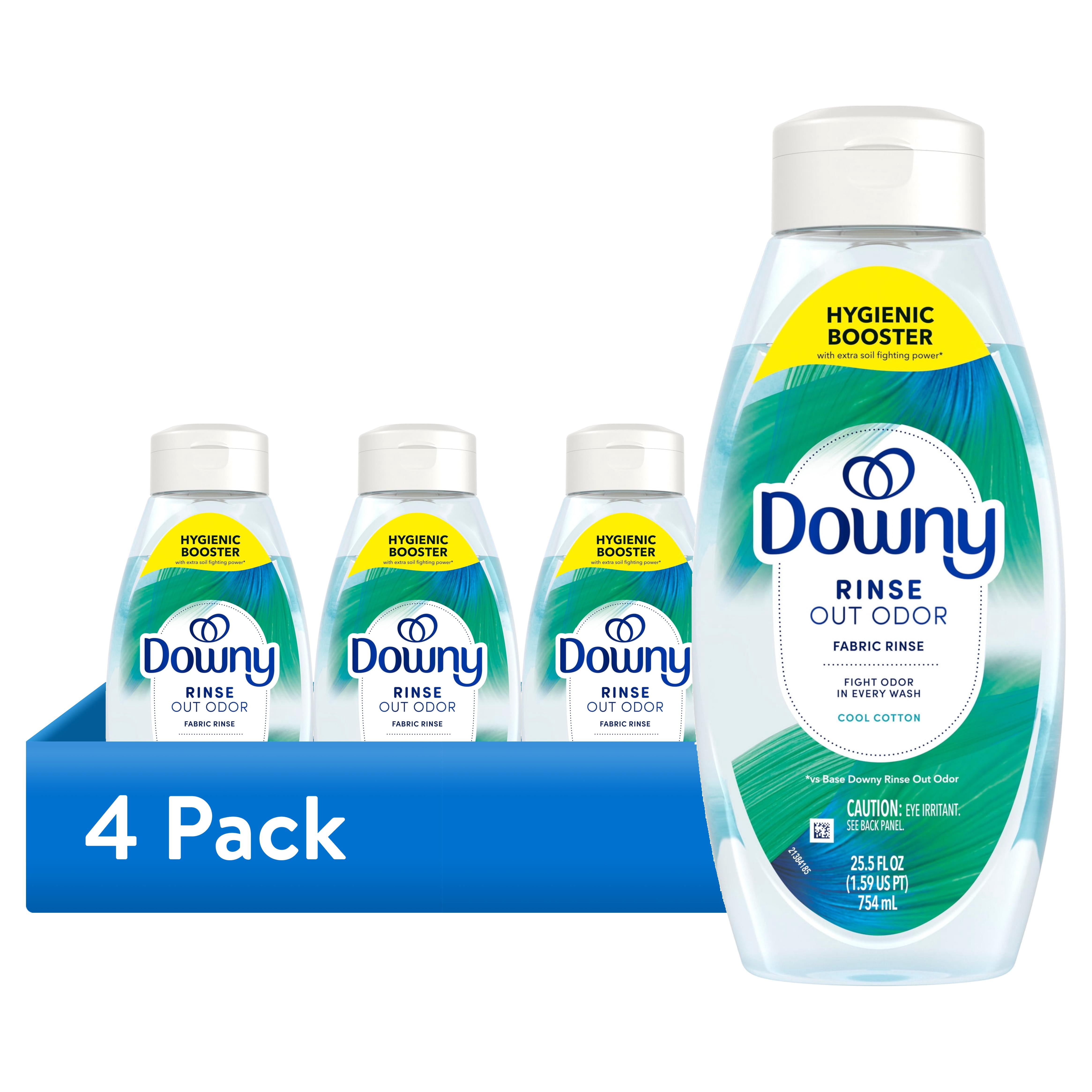 (4 pack) Downy Rinse Out Odor Laundry Rinse, Tackles Tough Odors and Refreshes, Cool Cotton Scent, 25.5 fl oz