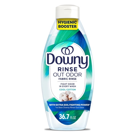 Downy Rinse Out Odor Laundry Rinse, Tackles Tough Odors and Refreshes, Cool Cotton Scent, 36.7 fl oz