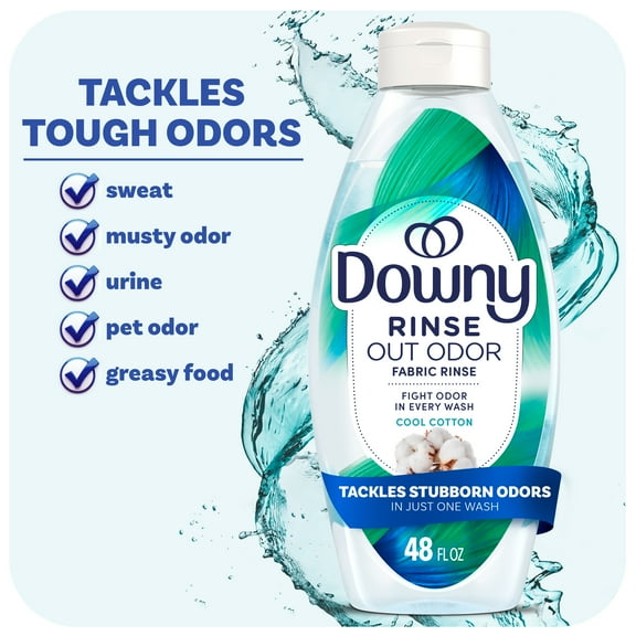 Downy Rinse Out Odor Laundry Rinse, Tackles Tough Odors and Refreshes, Cool Cotton Scent, 48 fl oz