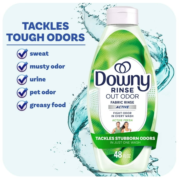 Downy Rinse Out Odor Laundry Rinse, Tackles Tough Odors and Refreshes, Active Fresh Scent, 48 fl oz