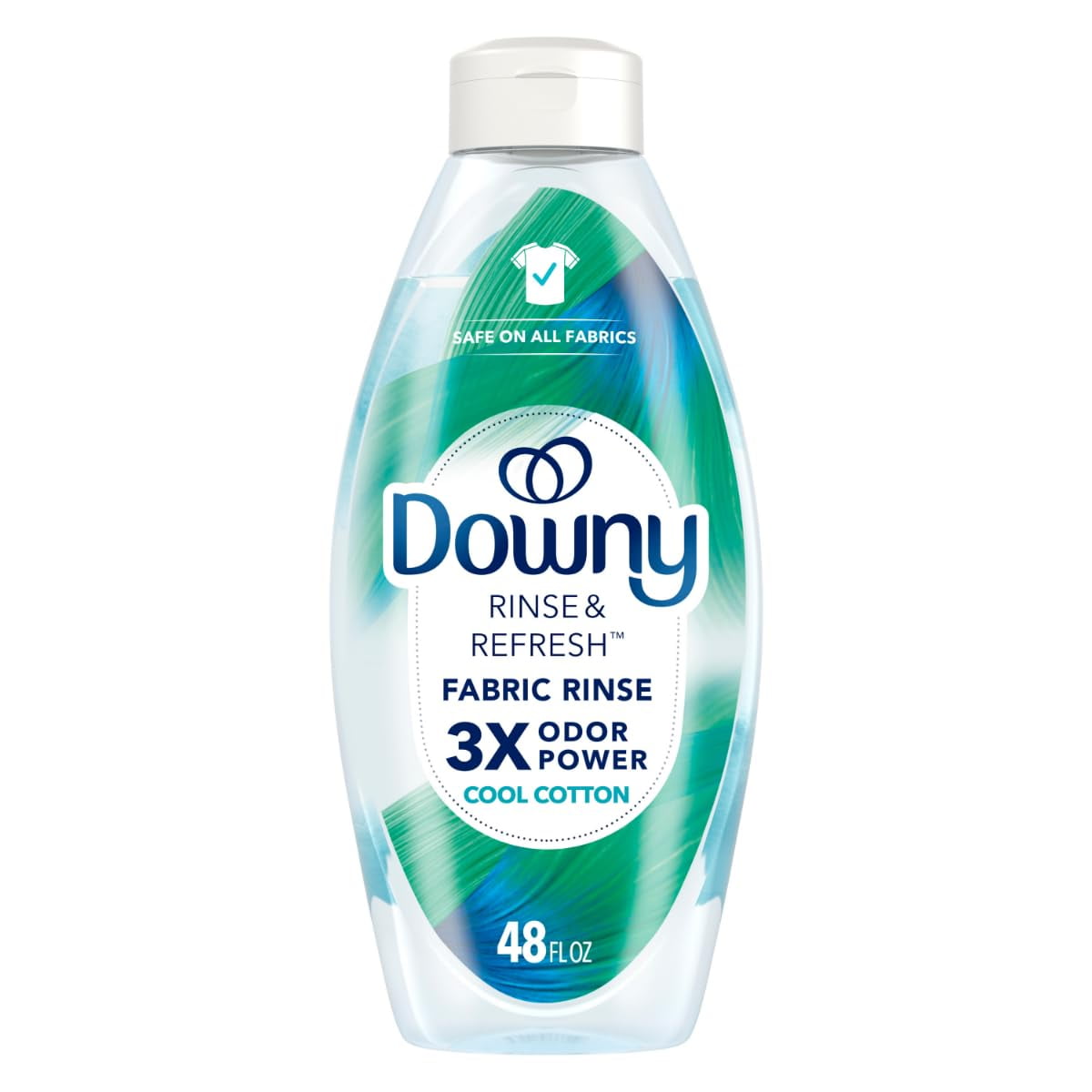 Downy Rinse & Refresh Laundry Odor Remover And Fabric Softener, Cool Cotton, 48 Fl Oz, He Compatible Laundry Sanitizer, Safe On All Fabrics, Downy Fabric Softener, Liquid Fabric Softener
