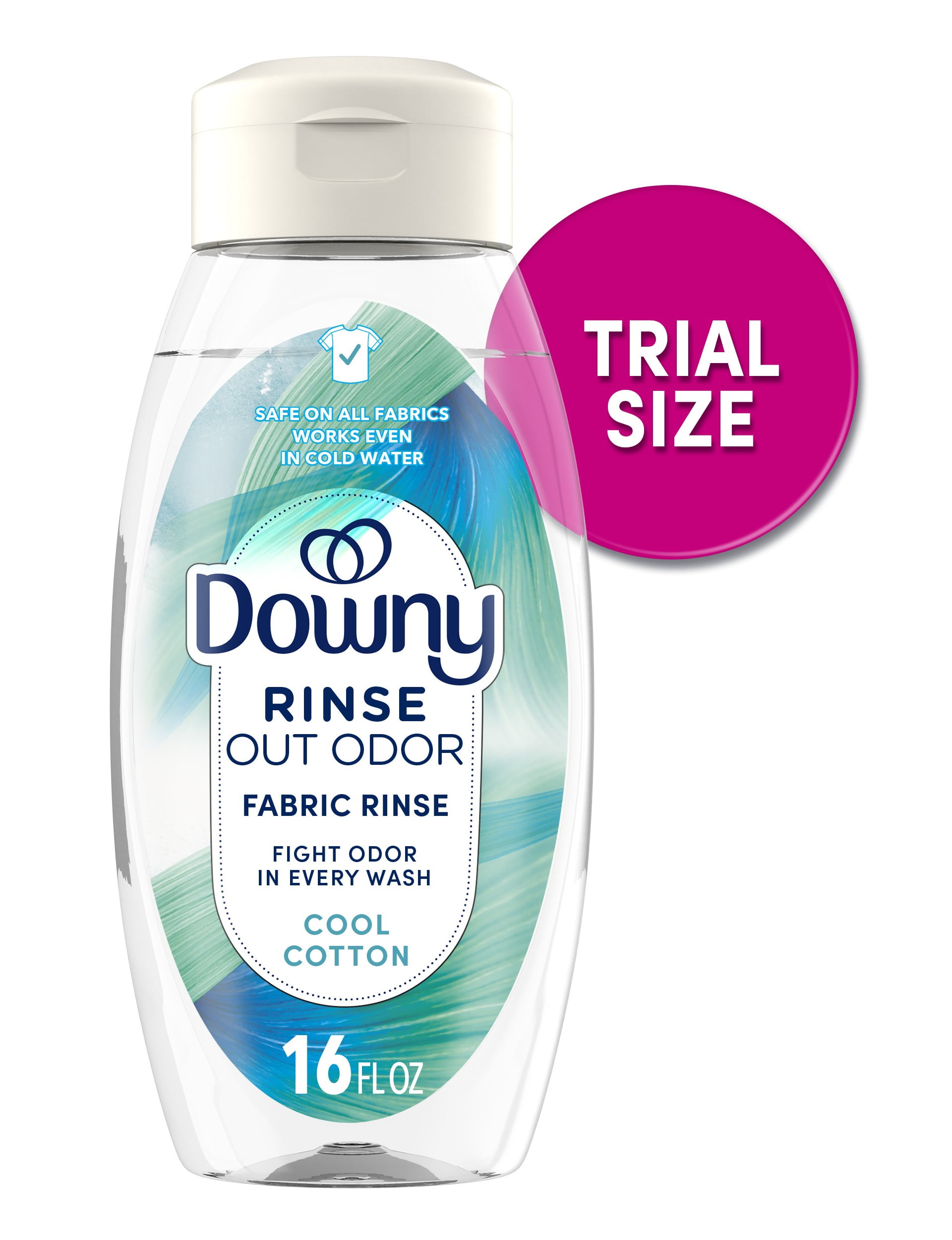 Downy Fabric Rinse Laundry Odor Remover and Softener, Cool Cotton Scent, 16 fl oz