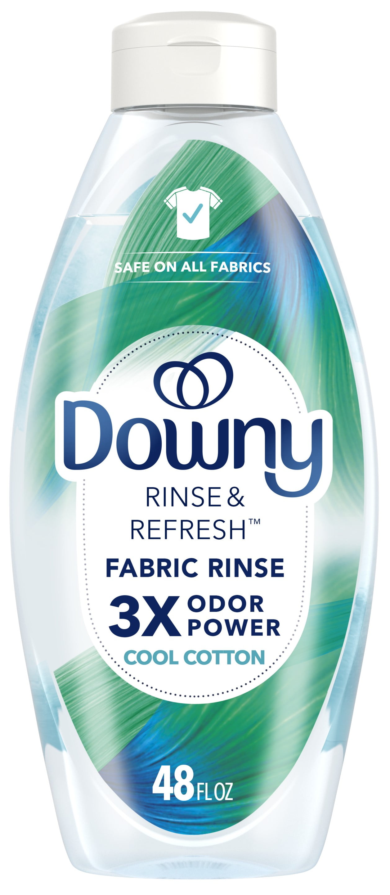 Downy Rinse &amp; Refresh Laundry Odor Remover and Fabric Softener, Cool Cotton, 48 fl oz, 70 Loads
