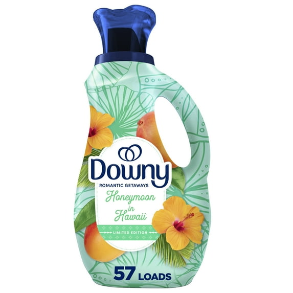 Downy Romantic Getaways Liquid Fabric Softener, Honeymoon in Hawaii Scent, 38 fl oz, 57 Loads