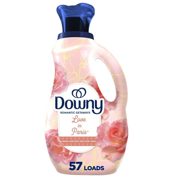 Downy Romantic Getaways Liquid Fabric Softener, Love in Paris Scent, 38 fl oz, 57 Loads